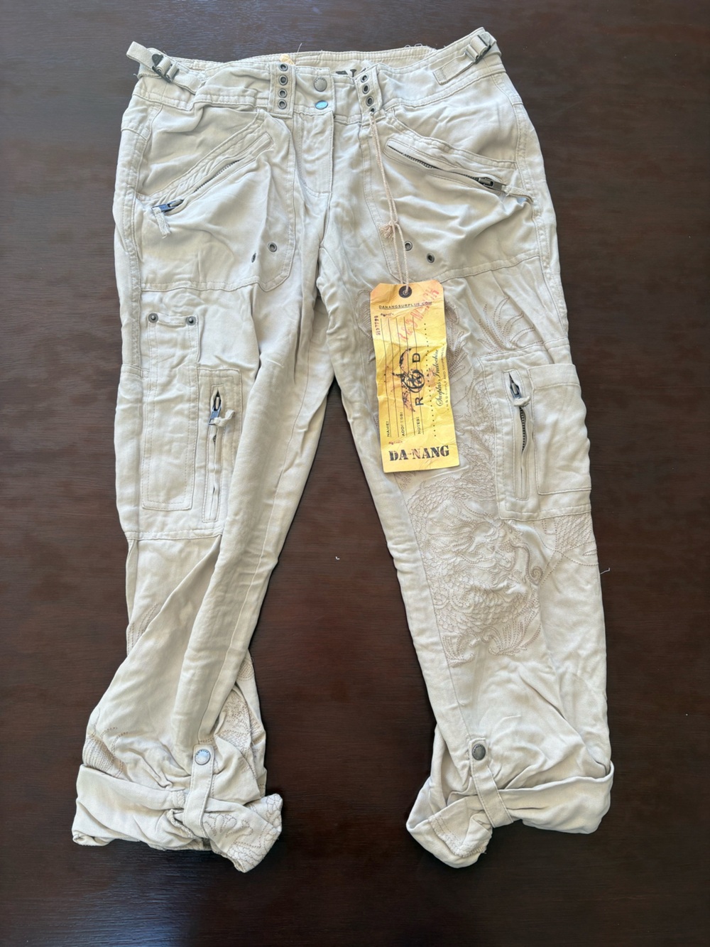 Da-Nang Light Beige Cargo Jumpsuit Pants